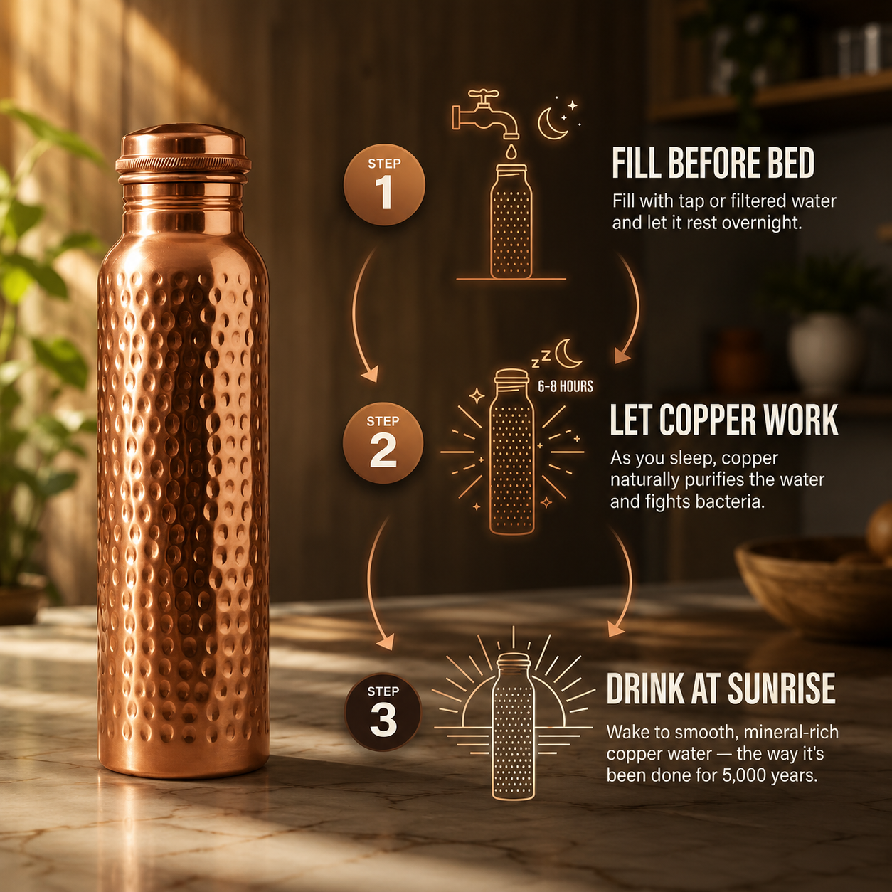 Pure Copper Water Bottle