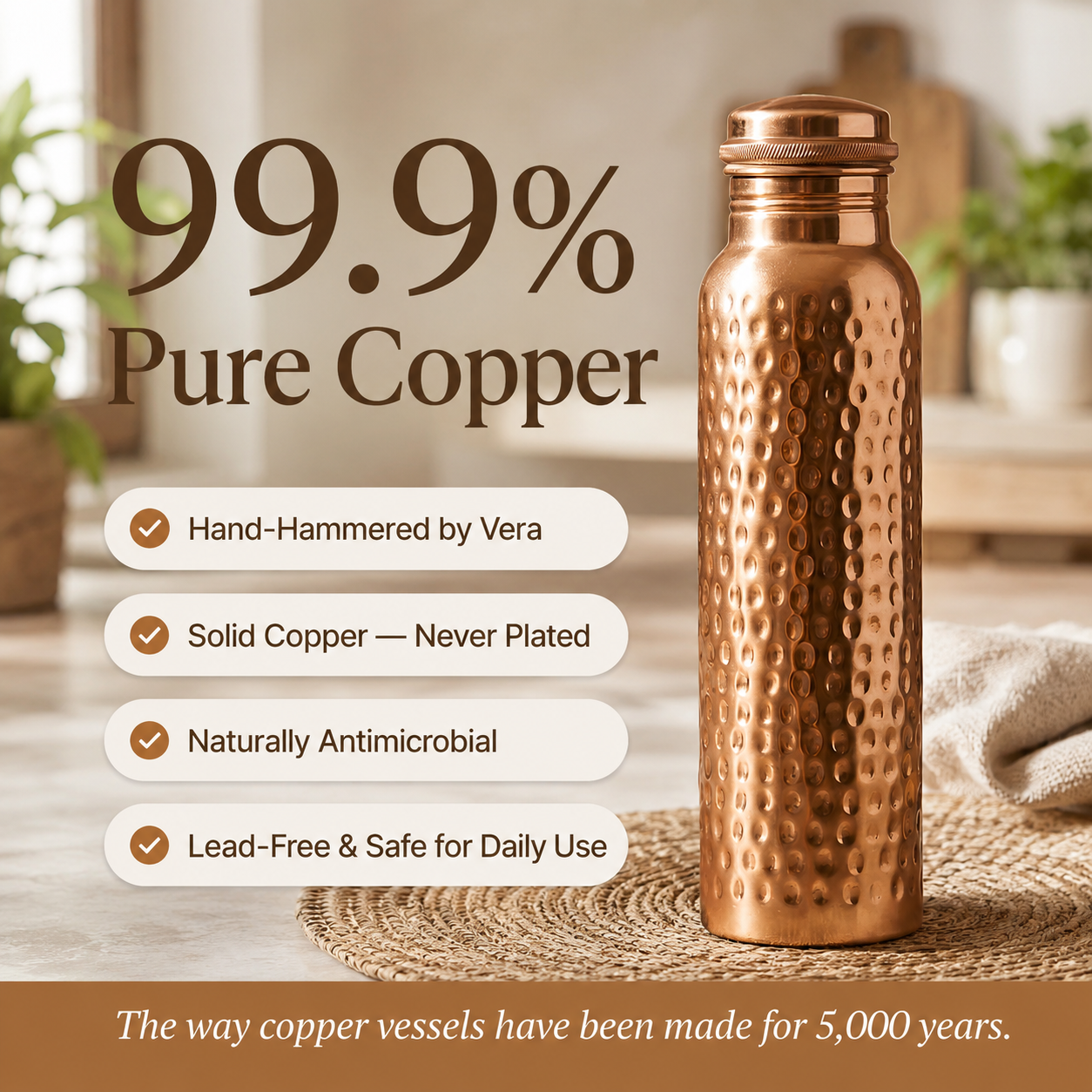Pure Copper Water Bottle