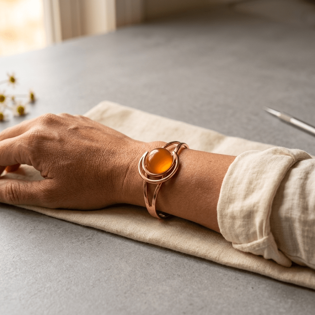 Grace's Sphere Orange Copper Bracelet